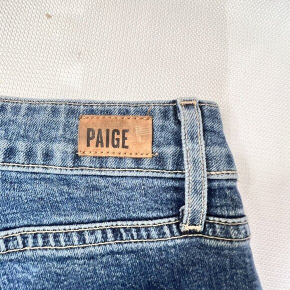 PAIGE Taylor Straight Lyla Jeans Womens Size 25 High Rise Raw Hem Color Block - Picture 9 of 12